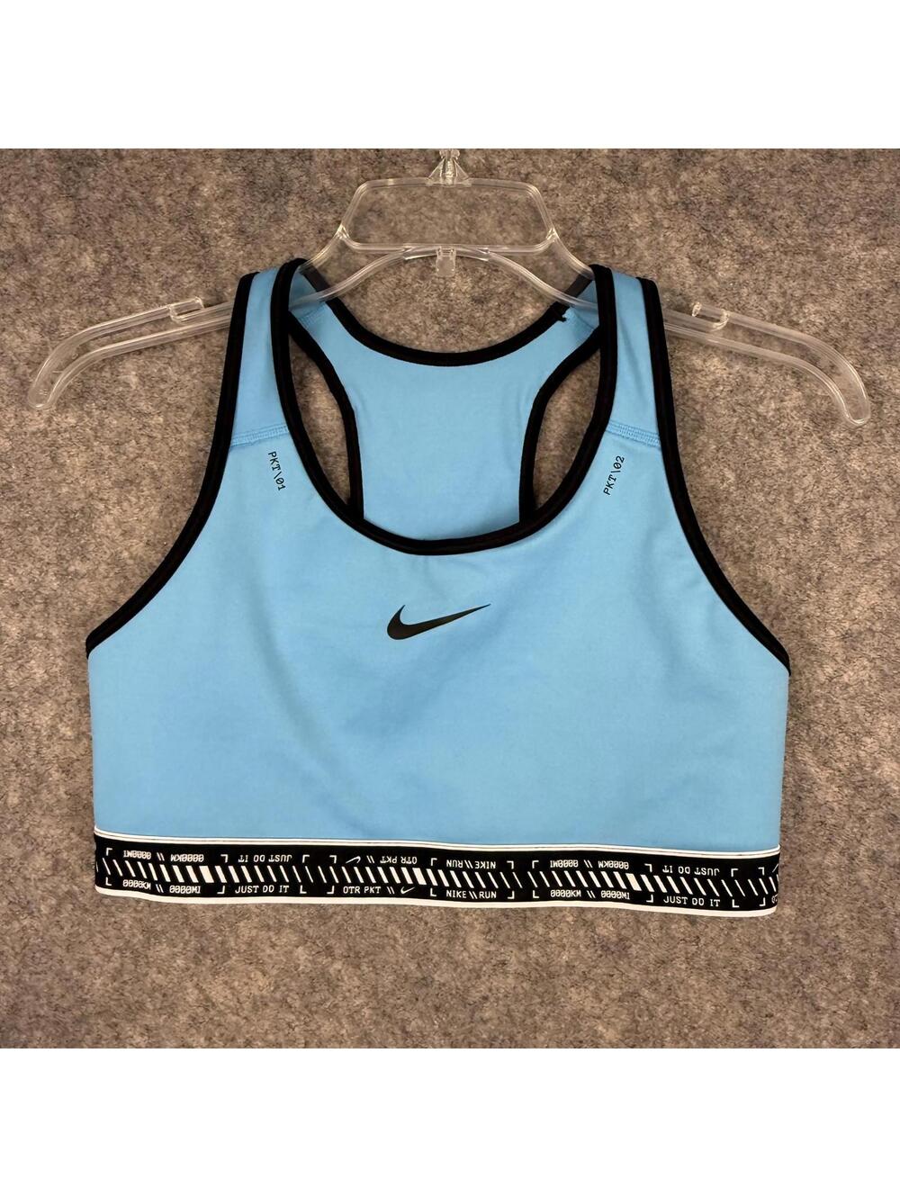 Nike Dri-Fit Running Workout Gym Sports Bra Light Blue Black Size Medium 780